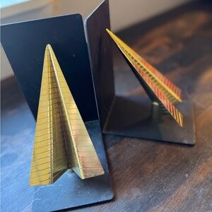 Geometric Gold and Black Bookends